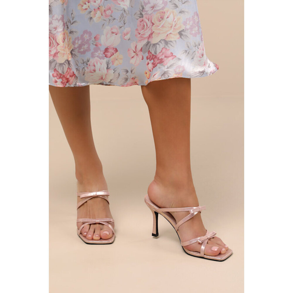 Lulus Pascaline Pink High Heel Slide Sandals - Size 5.5